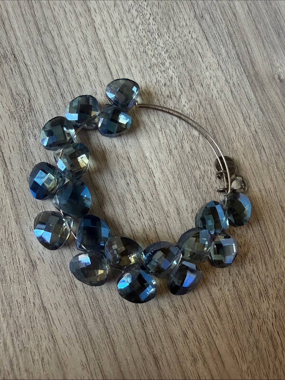 Alex and Ani Blue Faceted Bead Hoop Bracelet